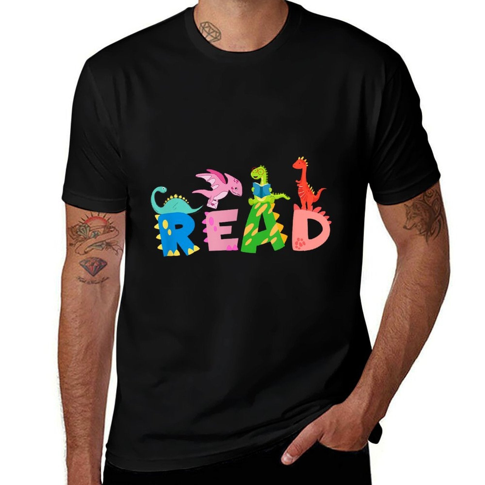 Funny Reading Dinosaur T Rex Dino Book Lover  Relaxed-fit T-Shirt