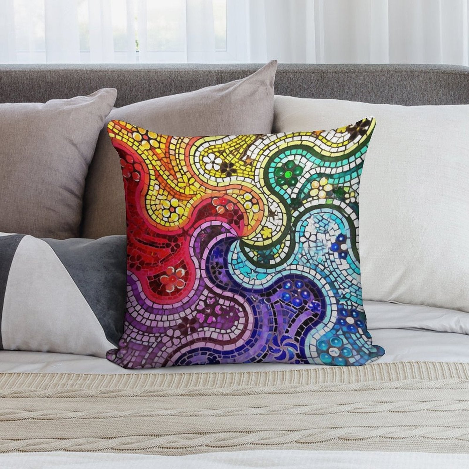 Gaudi Barselona Mosaic Soft Multiple Sizes Throw Pillow