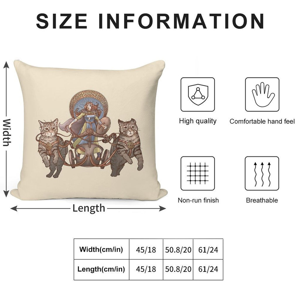 Freya Driving Her Cat Chariot Soft Style Accent Throw Pillow