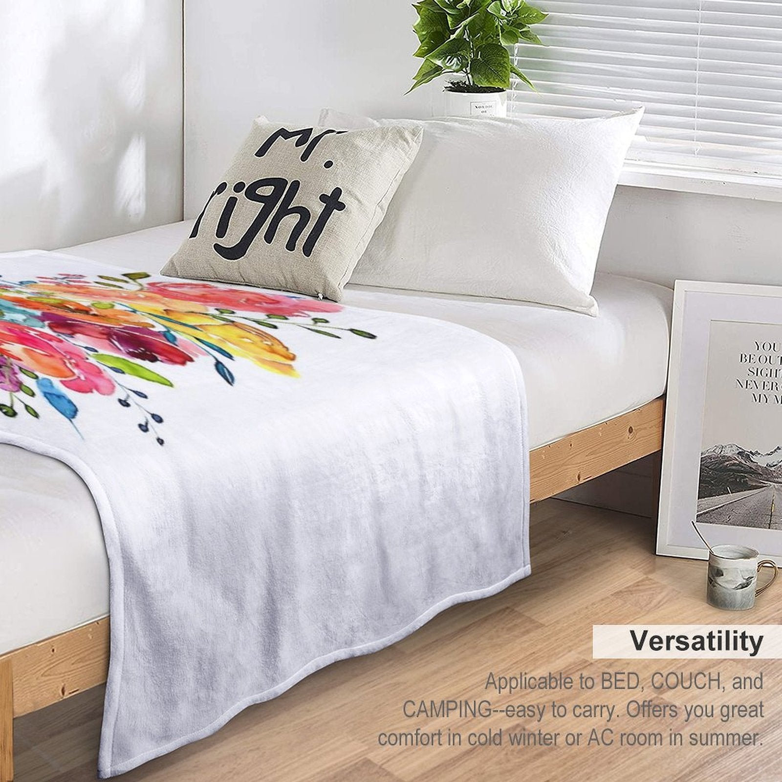 Bright Flowers Summer Watercolor Peonies Quick-dry Throw Blanket