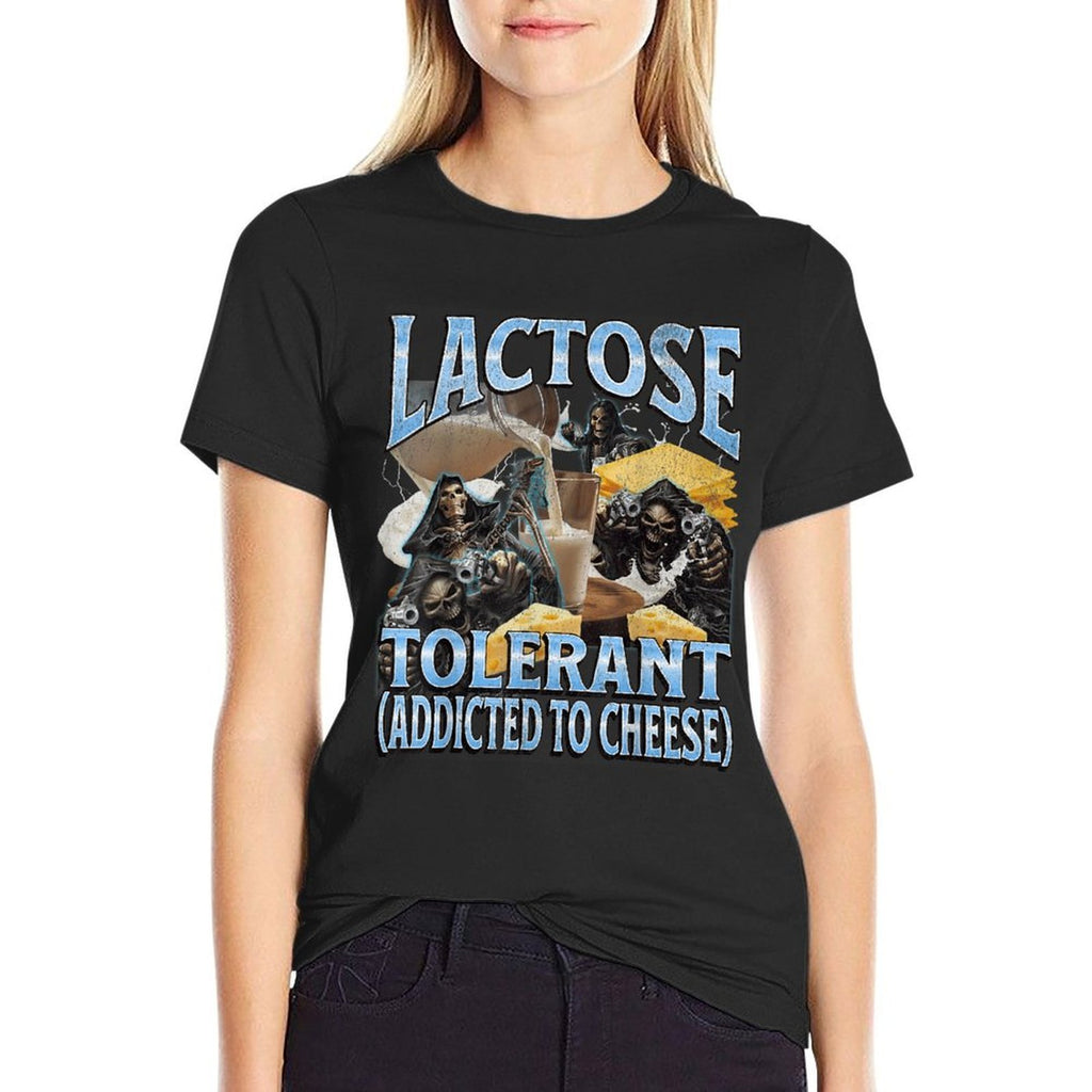 Lactose Tolerant Funny Hard Skeleton Meme Bootleg Graphic  Breathable T-Shirt