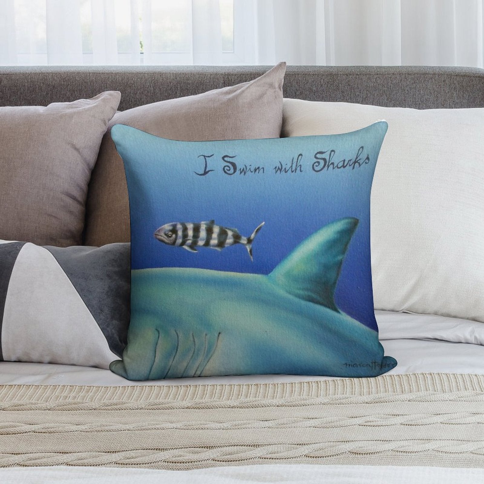 Pilot Fish I Swim with Sharks Soft Multiple Sizes Throw Pillow