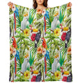 Tropical Parrot, Cockatoo And Toucan Rainforest Durable Throw Blanket