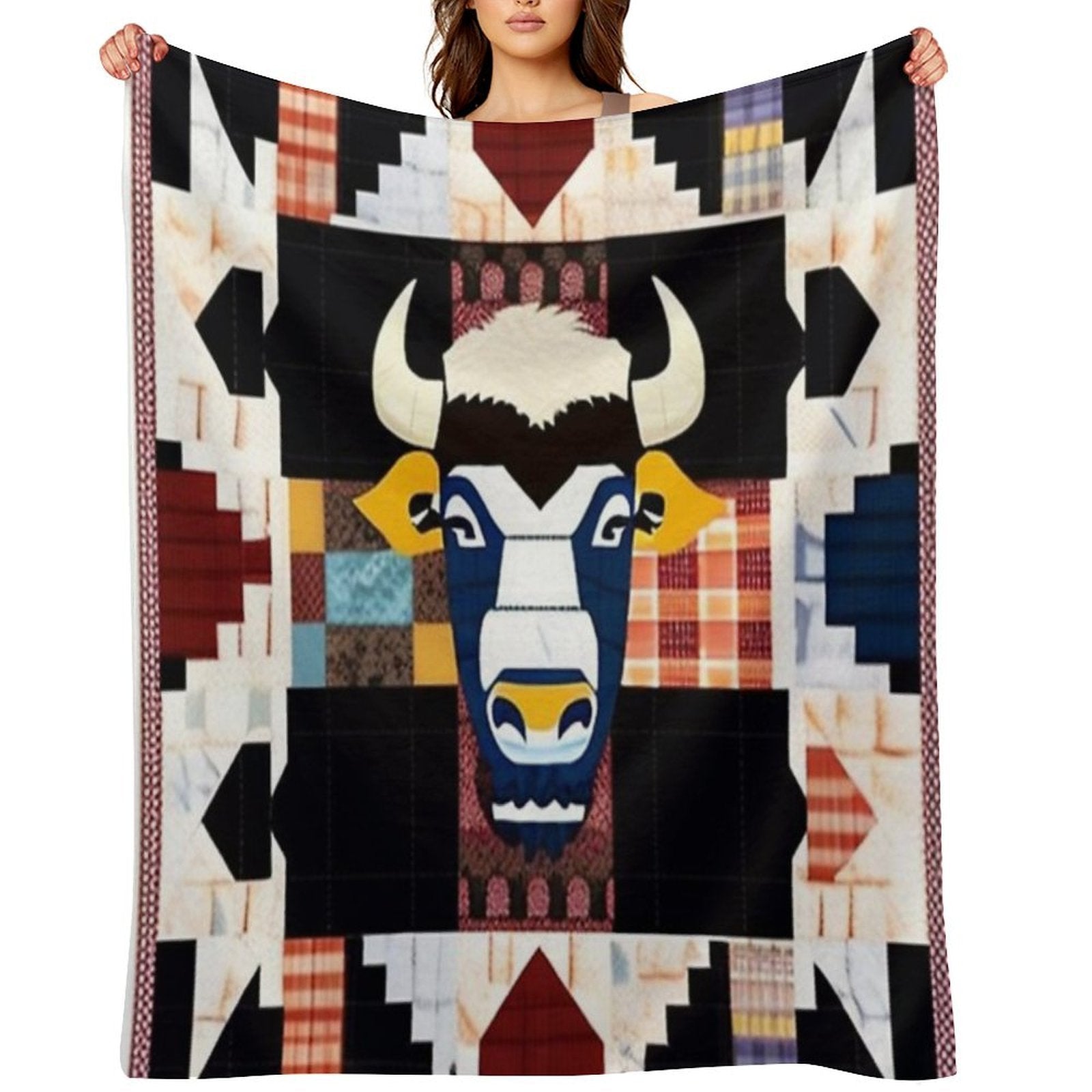 Buffalo Patchwork Quilt Wrinkle-free Throw Blanket