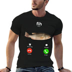 Fih Calling Remind Me Message Decline Accept Phone Call Fish  Tagless Design T-Shirt
