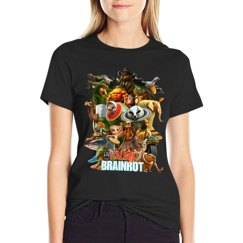 Italian Brainrot Viral Meme Collage Gen Z  Relaxed-fit T-Shirt
