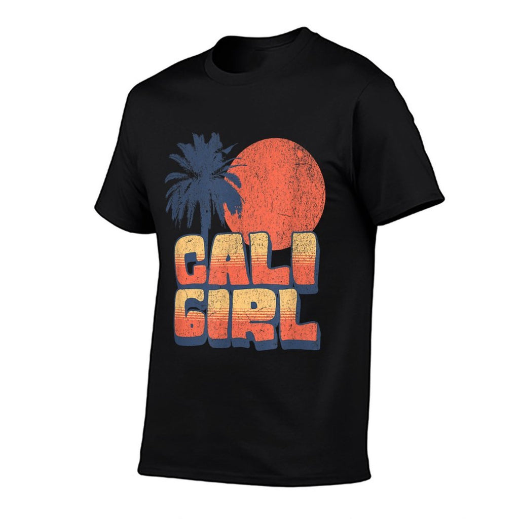 Cali Girl Retro Sunset Palm Tree California Beach Vacation  Slim-fit Cut T-Shirt