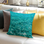 Turquoise Blue Ocean Ripples Soft High-Density Material Throw Pillow