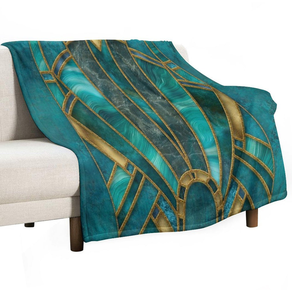 Elegant Stained Glass Art Deco Window With Marble And Gemstone Velvety-soft Throw Blanket