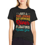 Retro Float Trip River Tubing Floating River Boat Drinking  Relaxed-fit T-Shirt