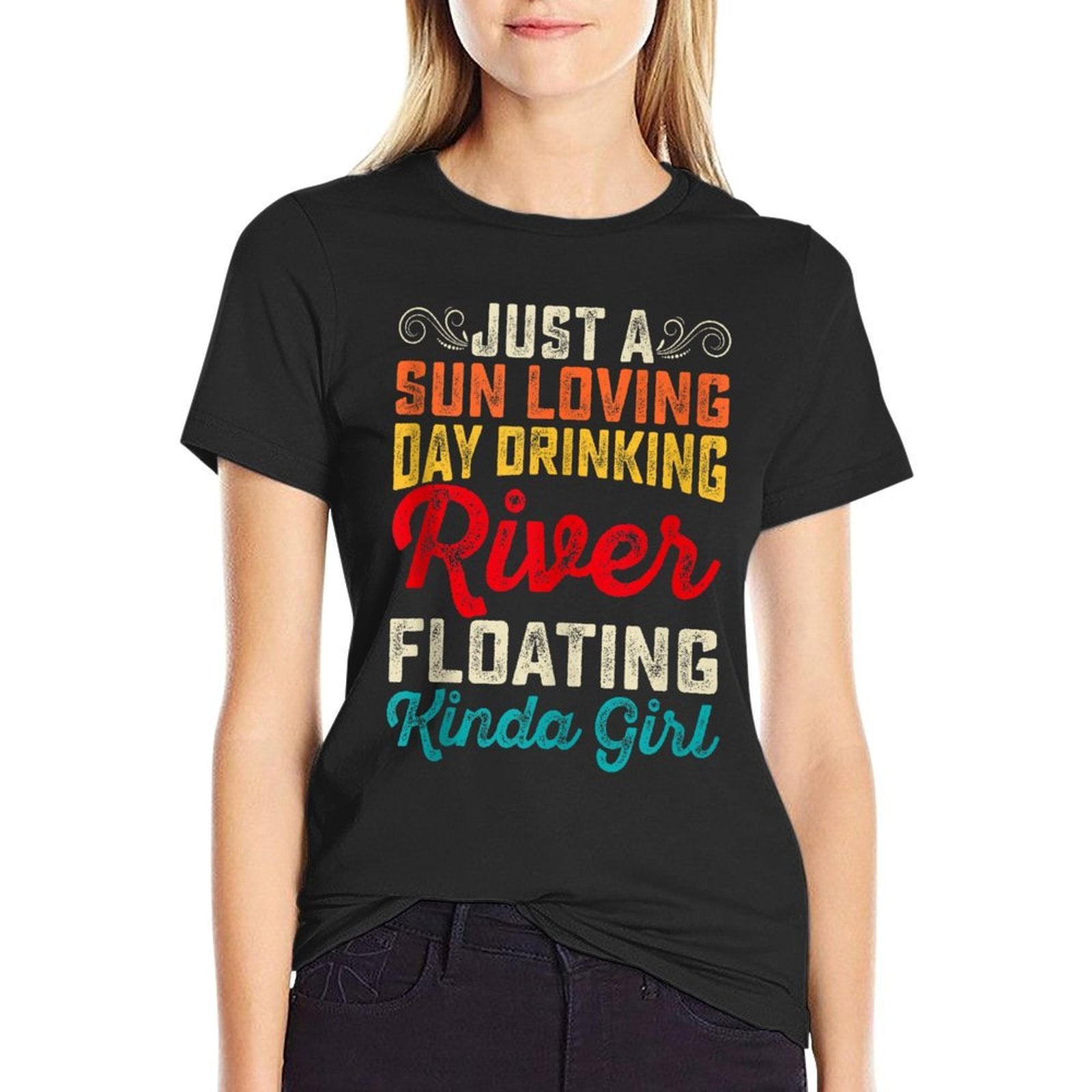 Retro Float Trip River Tubing Floating River Boat Drinking  Relaxed-fit T-Shirt