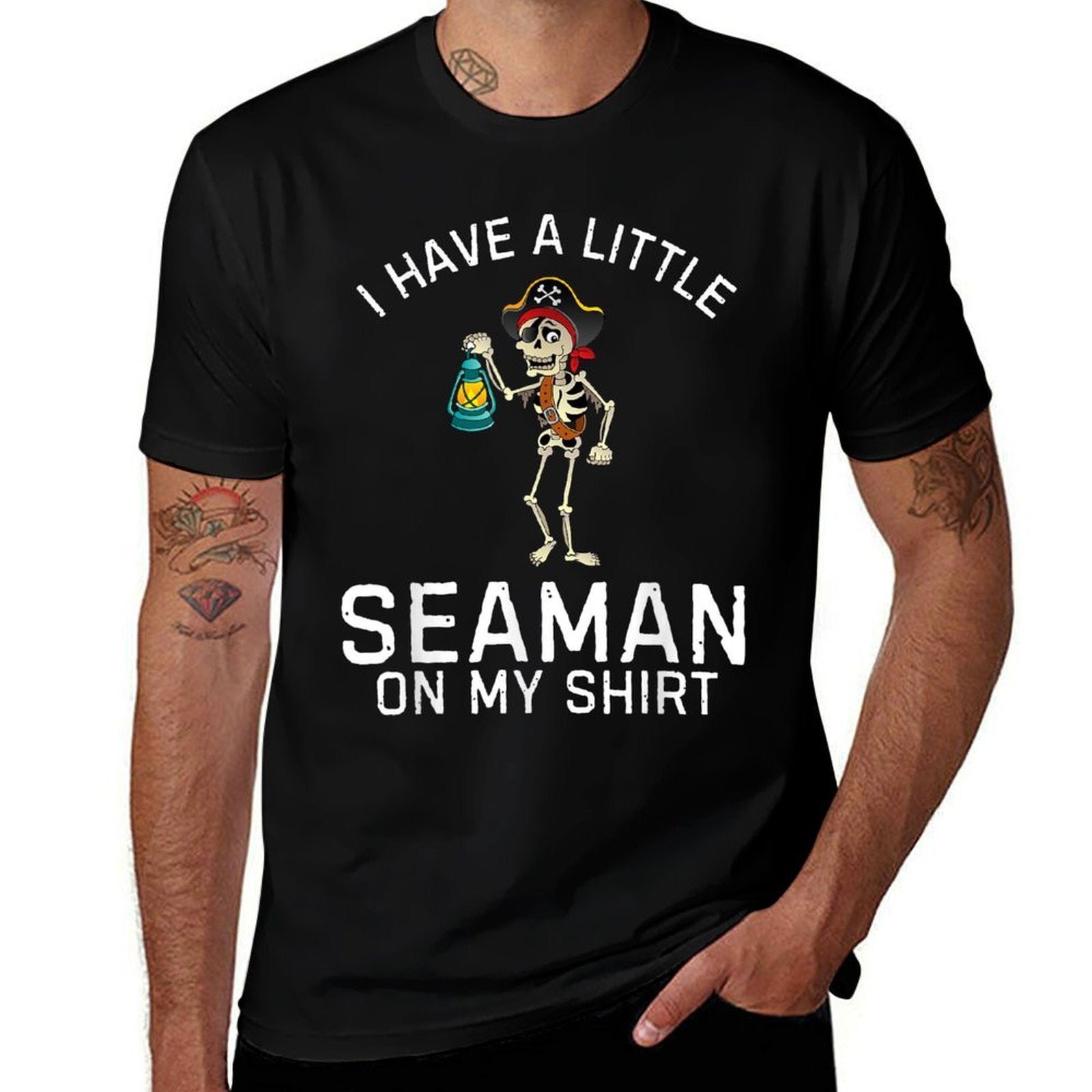 I Have A Little Seaman on My Funny Weird Meme Adult Humor  Ribbed Collar T-Shirt