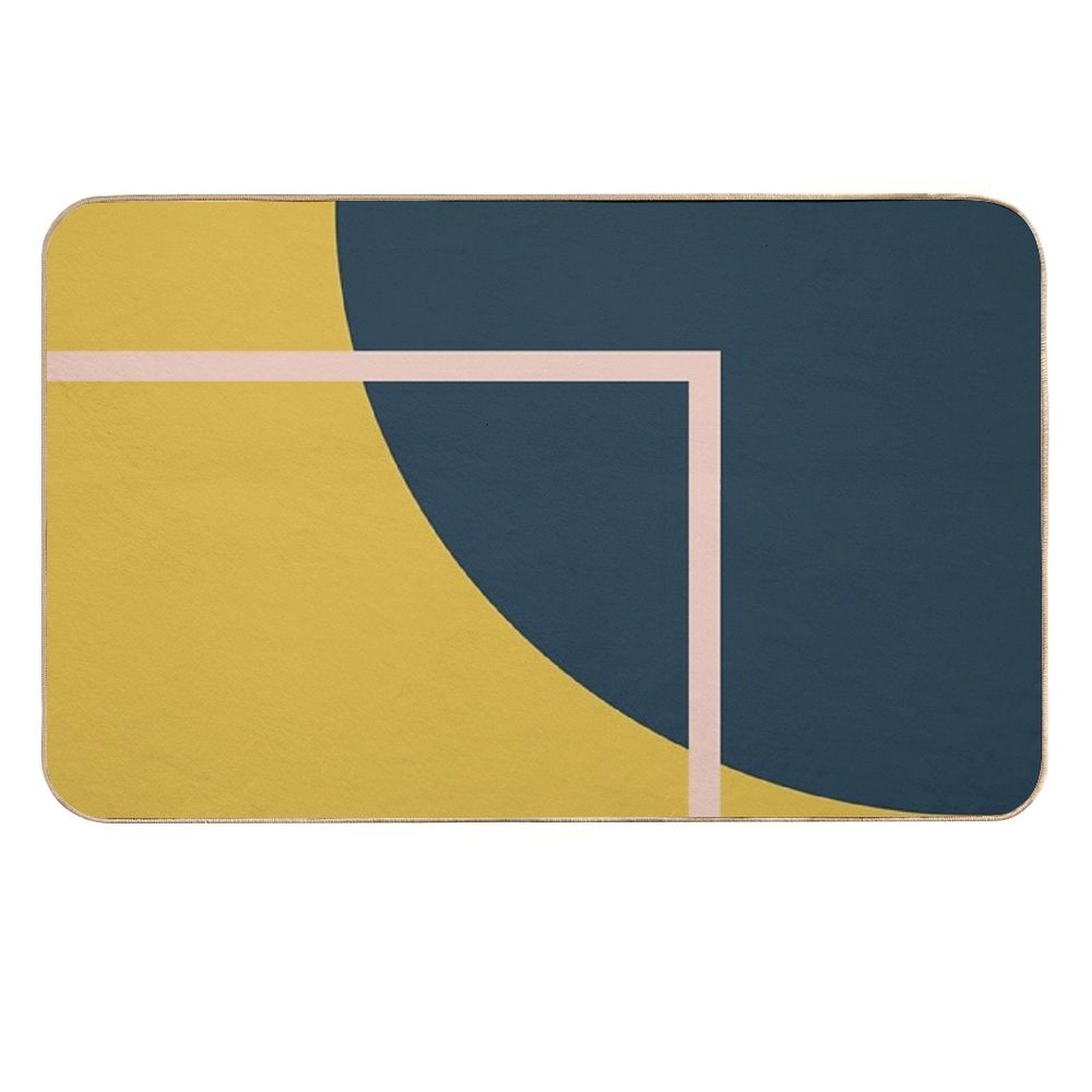 Abstract Geometric Minimalist Navy Blue, Mustard Yellow, And Blush Pink  Long-Lasting Bath Mat