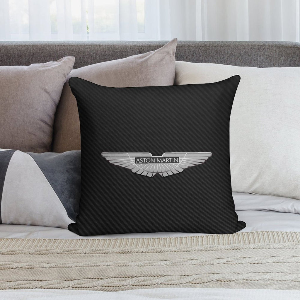 Aston Martin Logo on Carbon Background Soft Fade-Resistant Throw Pillow