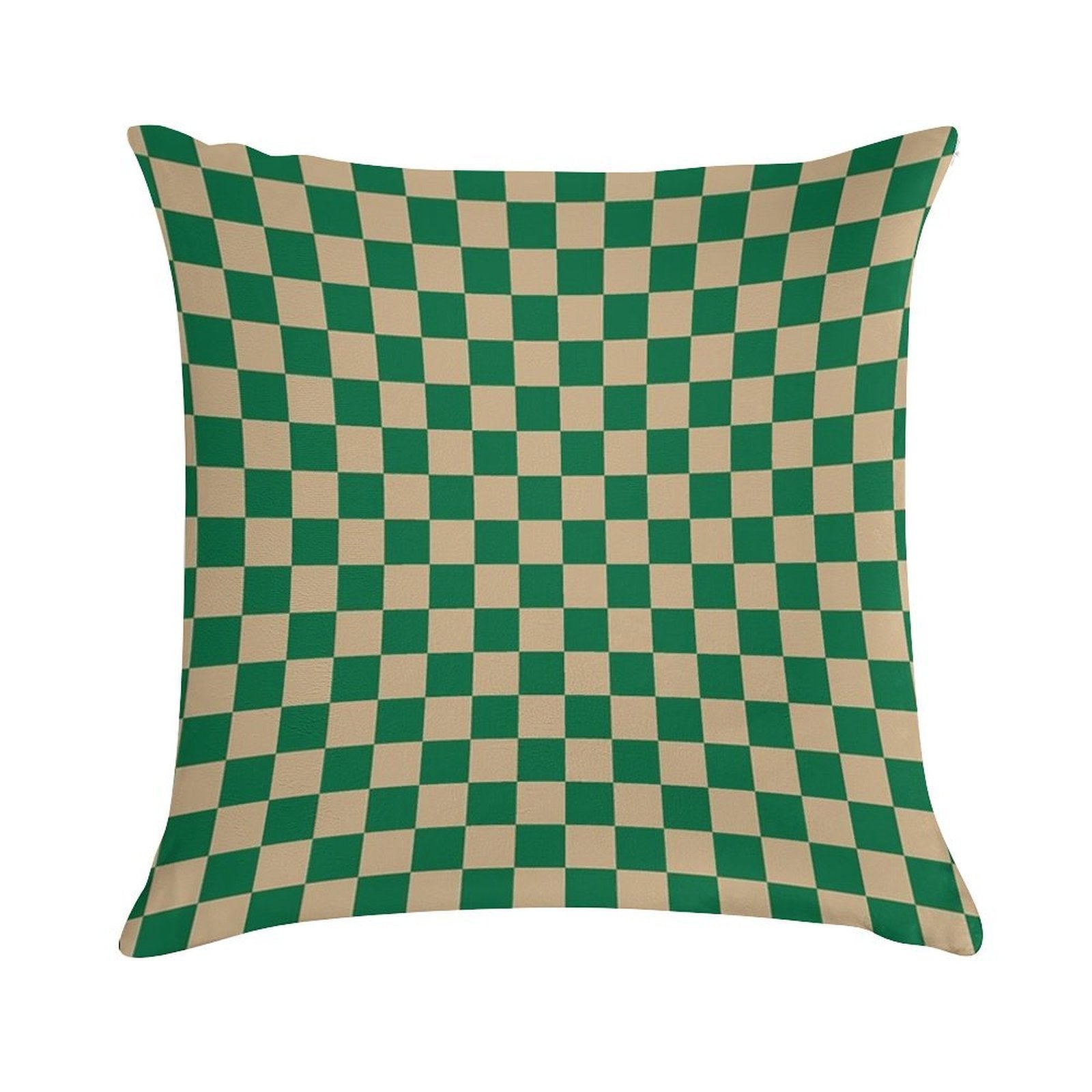 Tan Brown And Cadmium Green Checkerboard Soft Skin-Friendly Throw Pillow