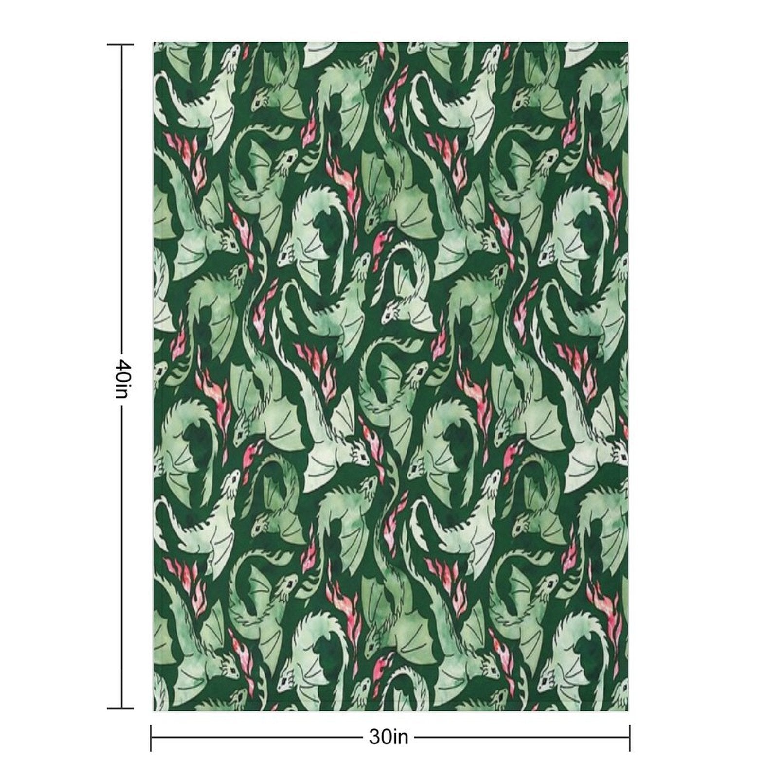 Dragon Fire Dark Green Velvety-soft Throw Blanket