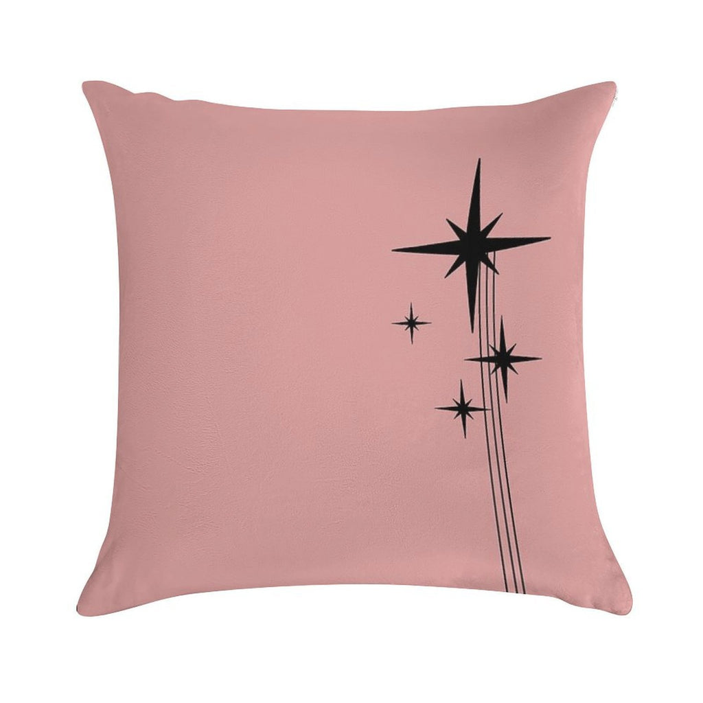 1950s Atomic Age Retro Starbursts in 50s Pink And Black Soft Warmth Comfort Throw Pillow