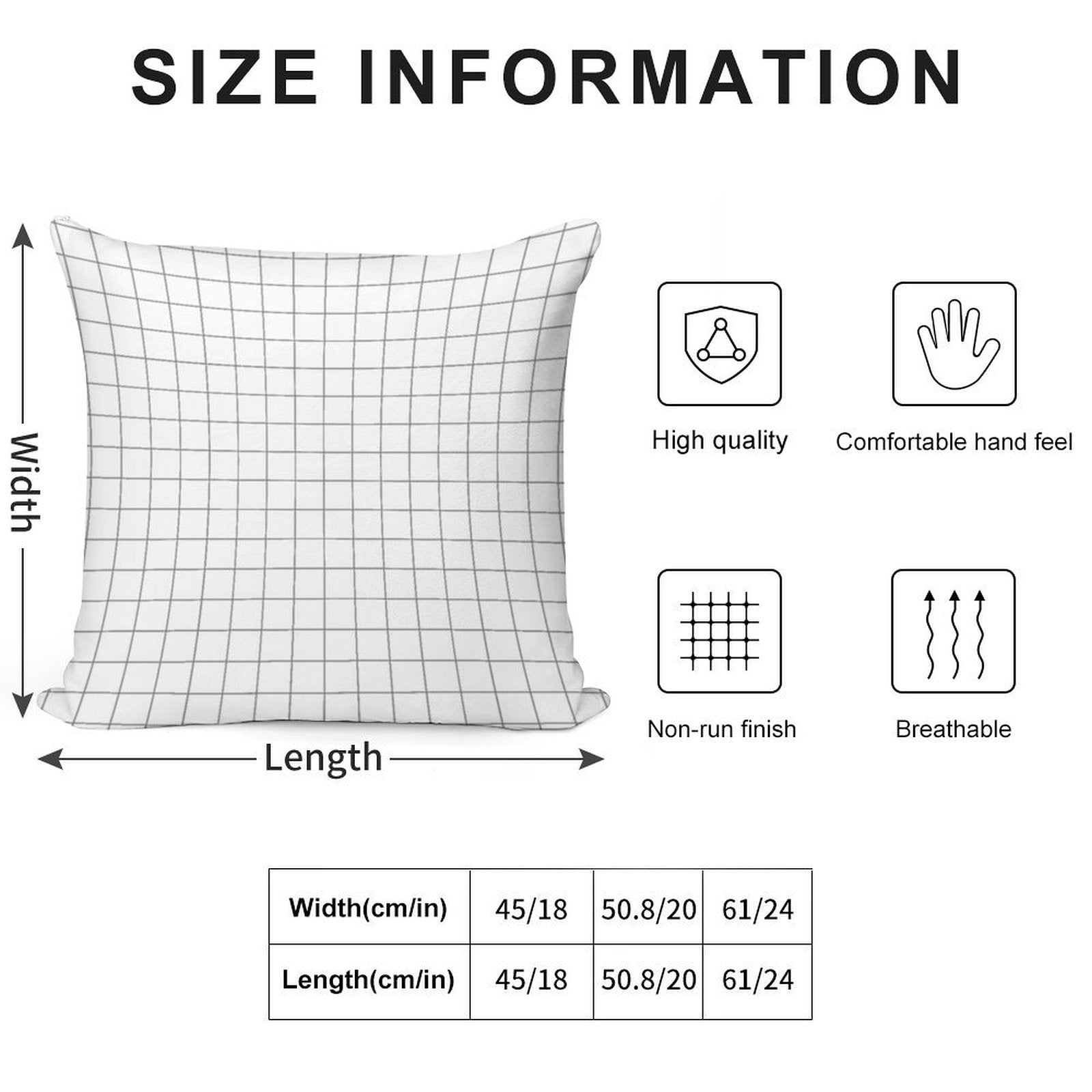 Grid White Gray Soft Luxury Feel Throw Pillow