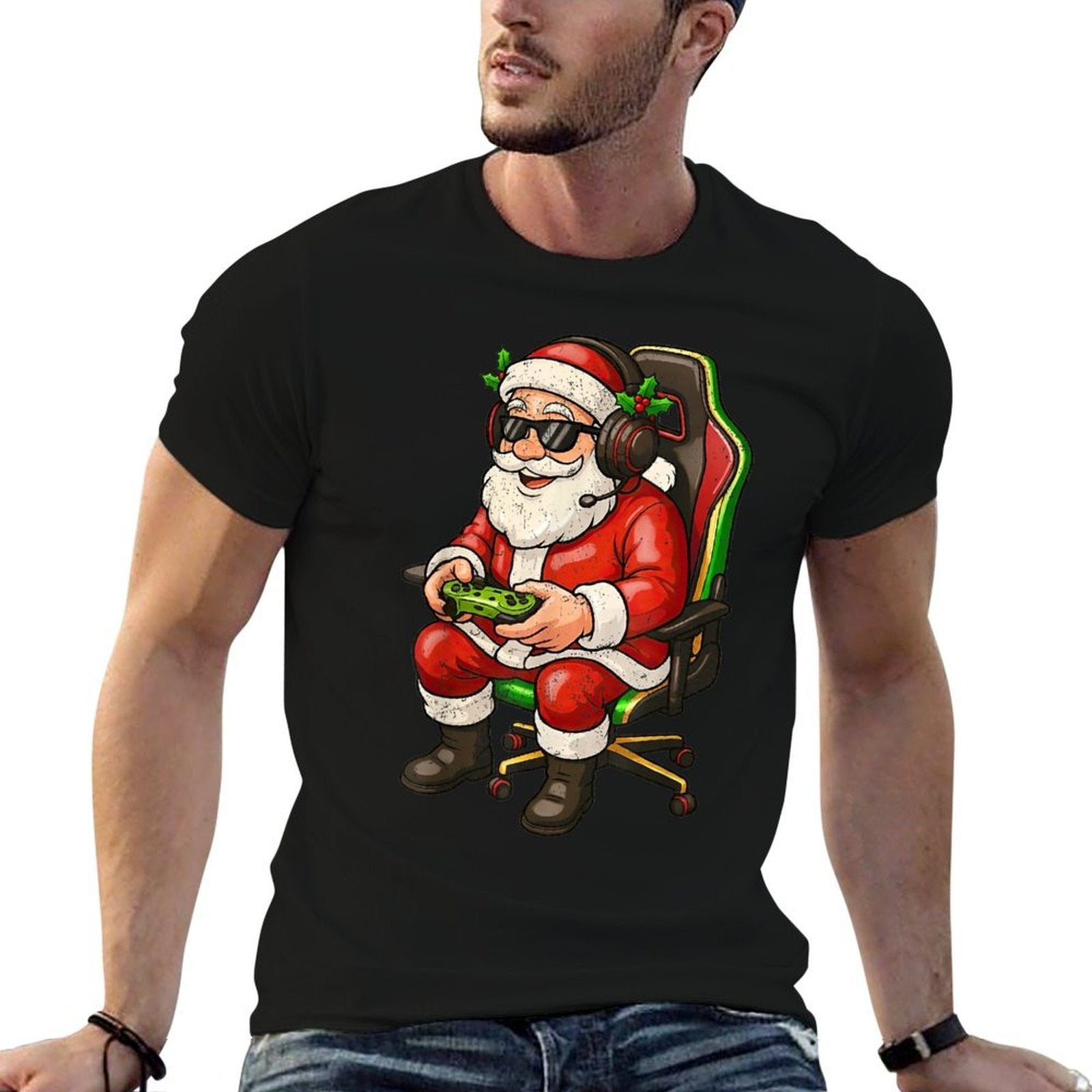 Retro Graphic Santa Play Game Gaming Christmas Xmas Men Boy  Odor-resistant T-Shirt
