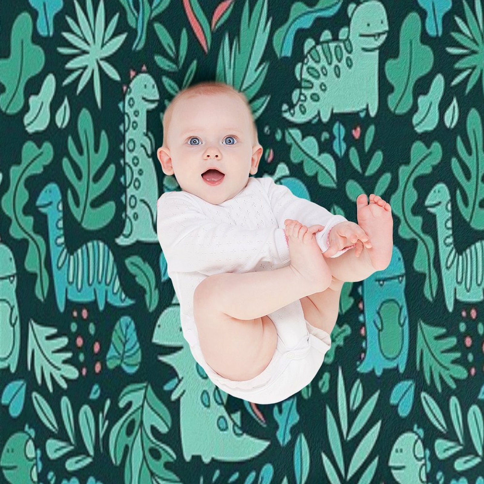 Cute Dinosaurs And Tropical Leaves Shrink-resistant Throw Blanket