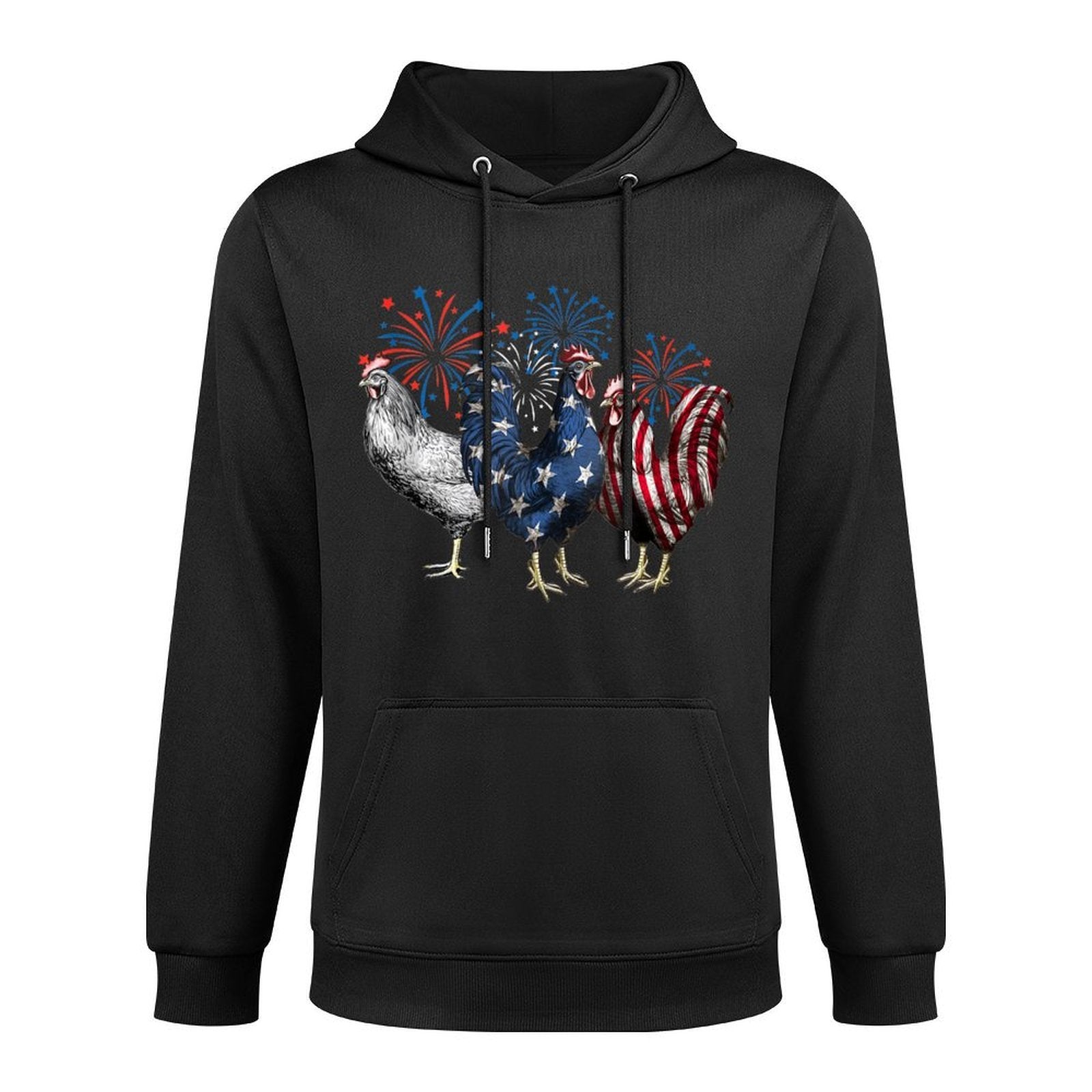 Patriotic Firework Red White Blue Chicken USA July 4th Adjustable Hood Hoodie