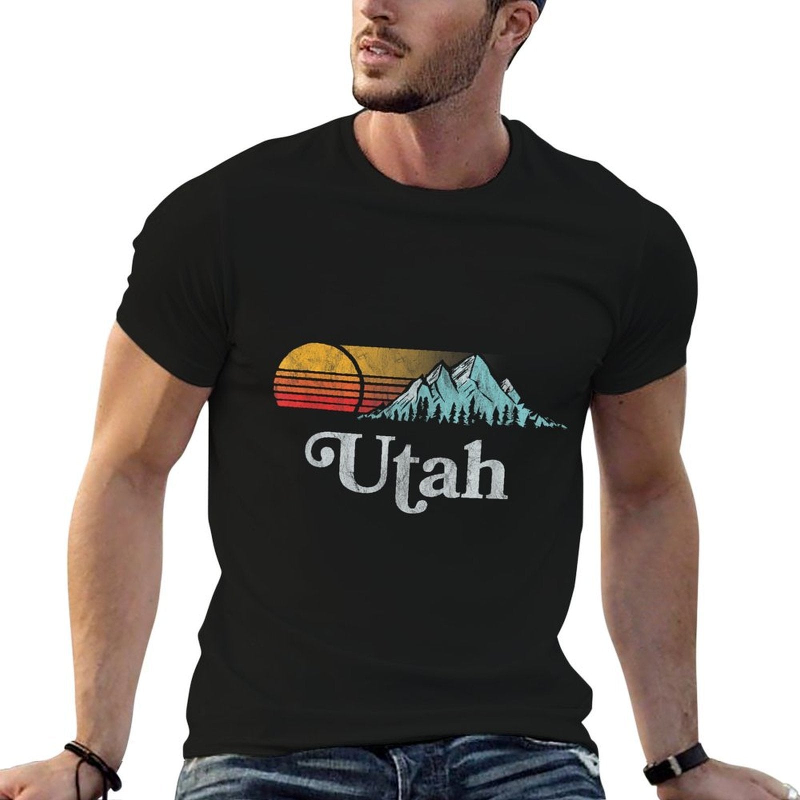 Utah Vintage Mountain Sunset Eighties Retro Graphic  Classic T-Shirt