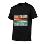 Retro Drummer Drumming Drums Percussion I Kitty Cat Lover  Slim-fit Cut T-Shirt