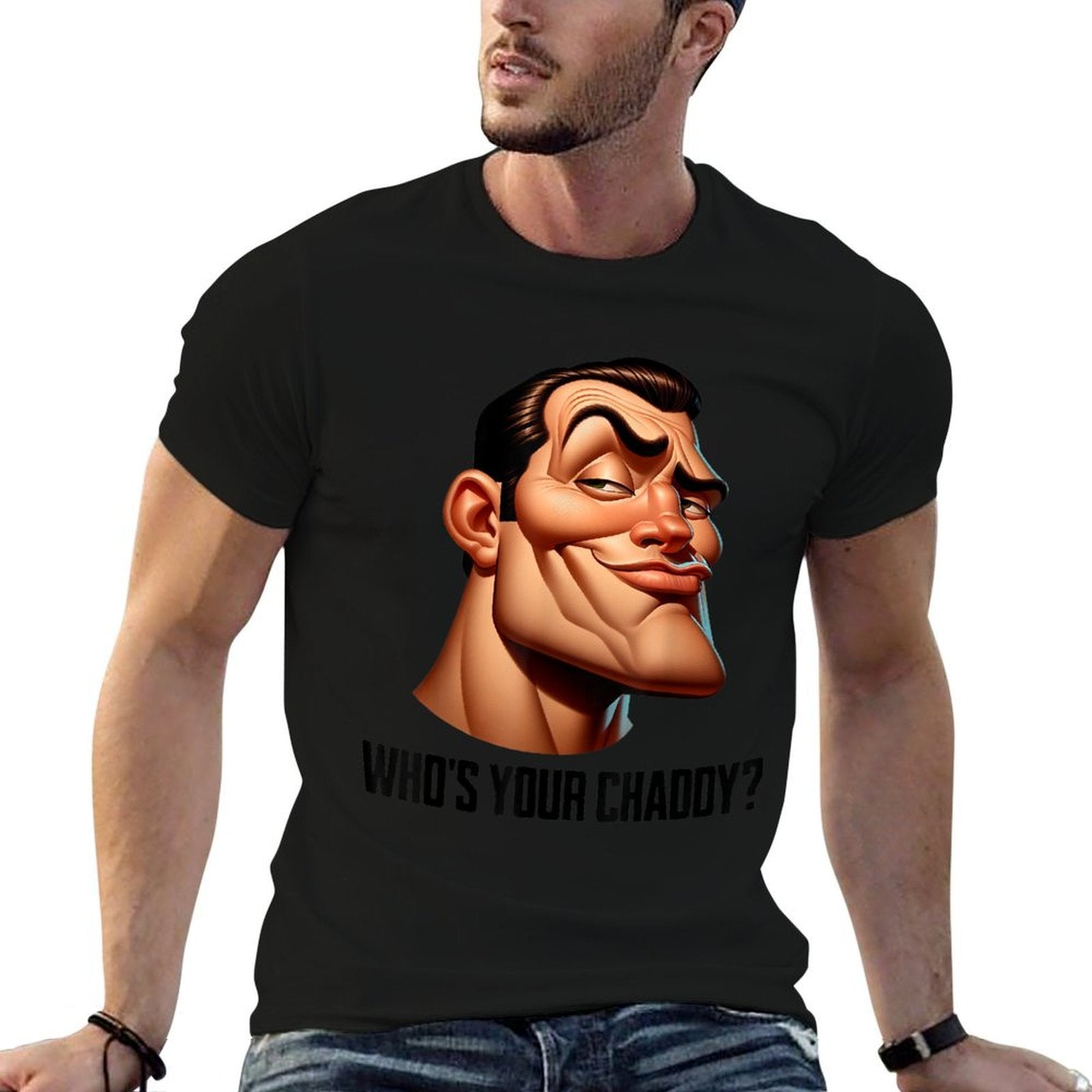 FUNNY WHOS YOUR CHADDY CHAD FACE Meme  Polyester Blend T-Shirt