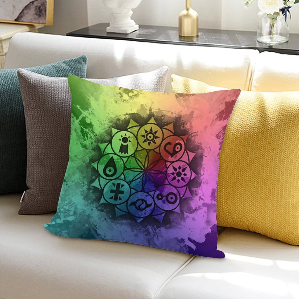 Digimon Mandala Paint Soft Decorative Cover Throw Pillow