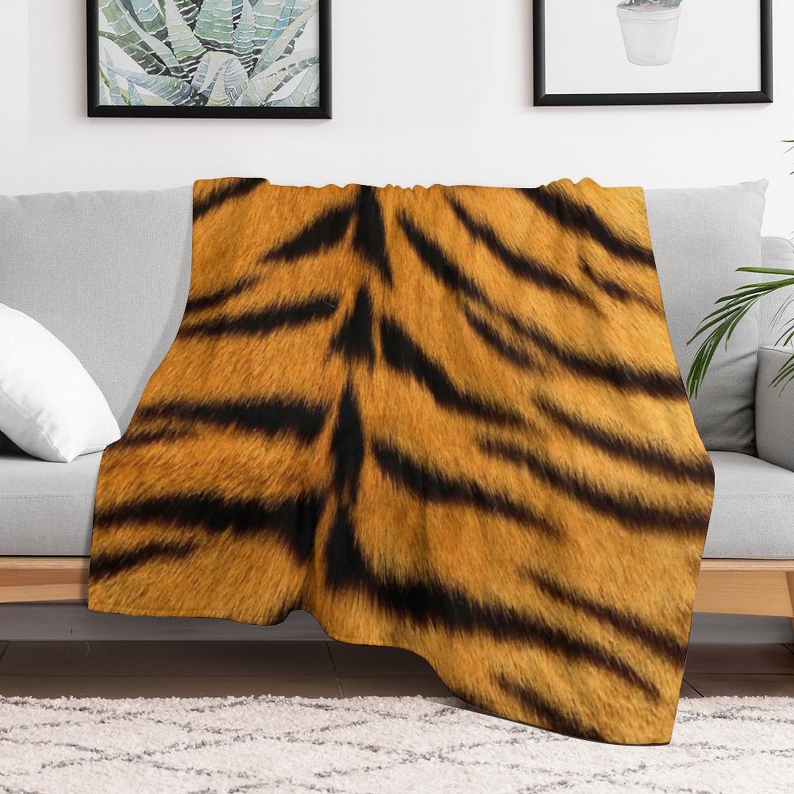Black And Orange Tiger Print Phone Case - Trendy Design for Your Device Eco-conscious Throw Blanket