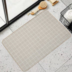 Beige Cream Tile Grid Pattern Pairs 2023 Color of The Year Blank Canvas D_C-003  Rapid-Drying Bath Mat