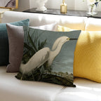 Snowy Heron Or White Egret from Audubon Birds of America Soft Multiple Sizes Throw Pillow
