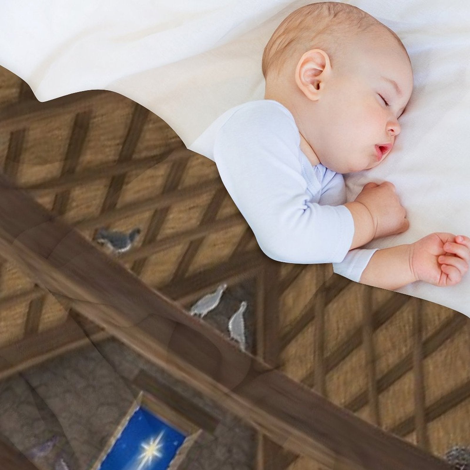 Baby Jesus In Manger Christmas Nativity Scene Premium Throw Blanket