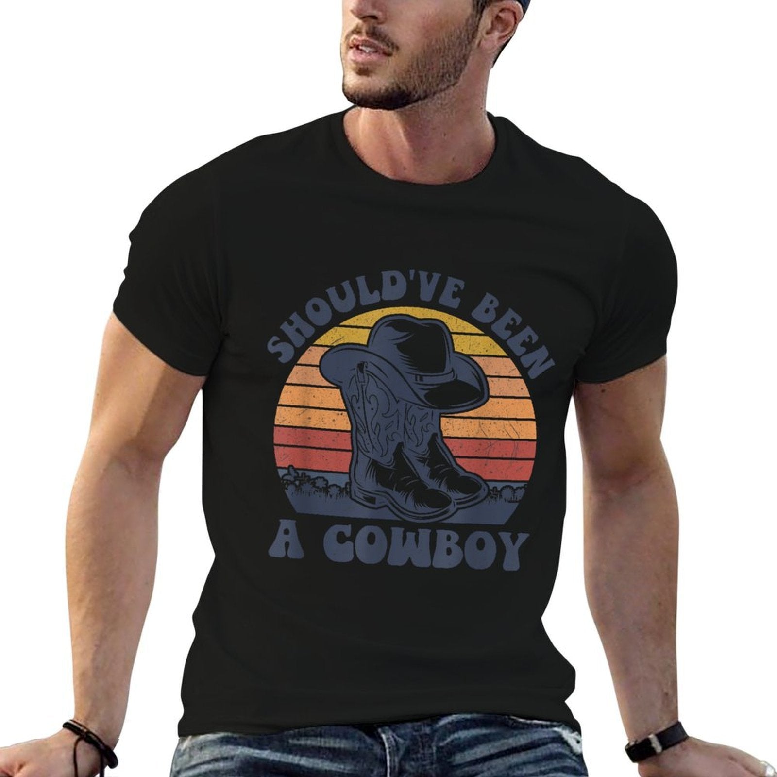 Vintage I Should Have Been A Cowboy Hat Western Life Country  Wrinkle-resistant T-Shirt