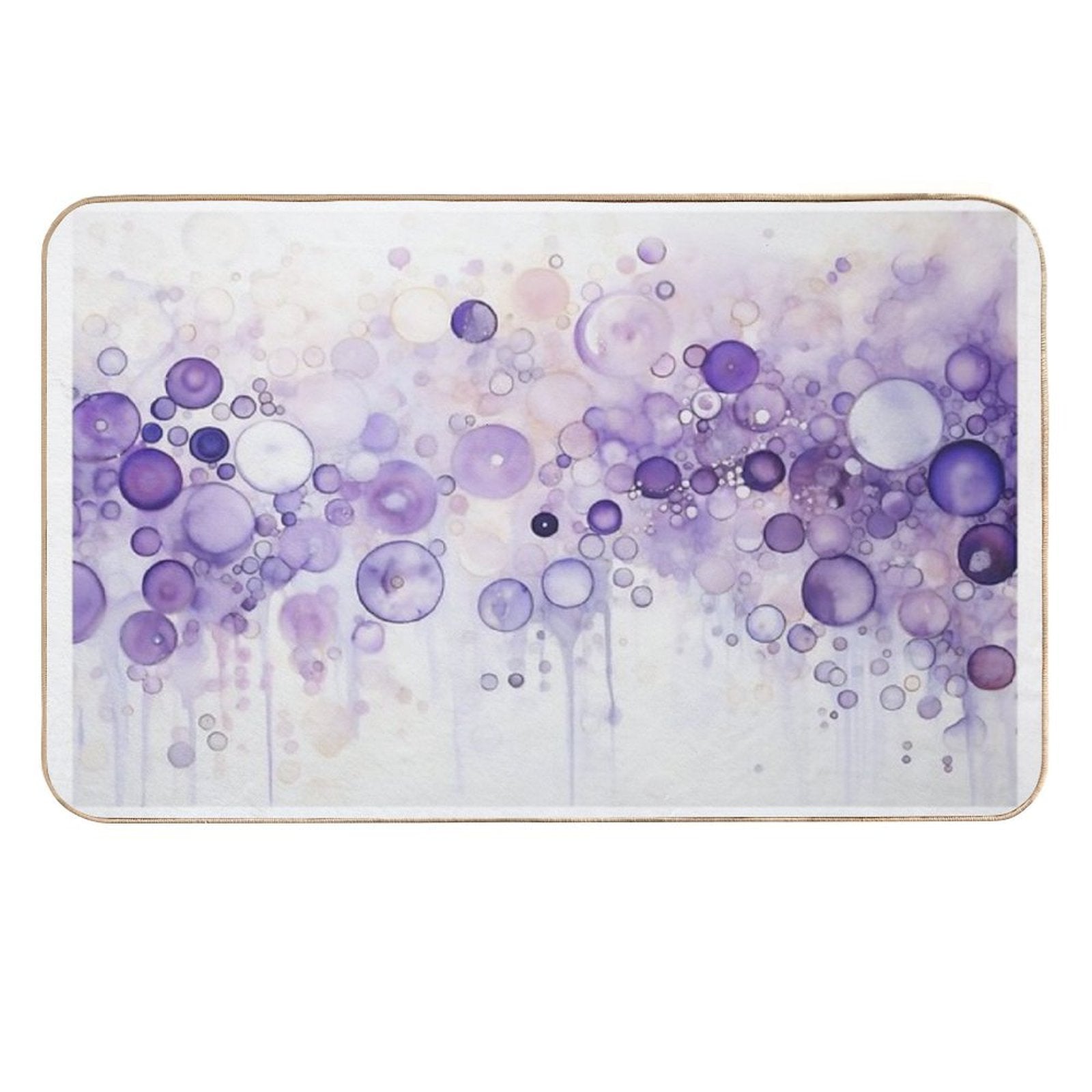 Dripping Purple Bubbles Watercolor Art  Anti-Trip Bath Mat
