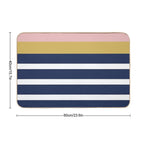 Mixed Stripe Pattern in Navy Blue, Blush Pink, Mustard Yellow, And White  Absorbent Bath Mat