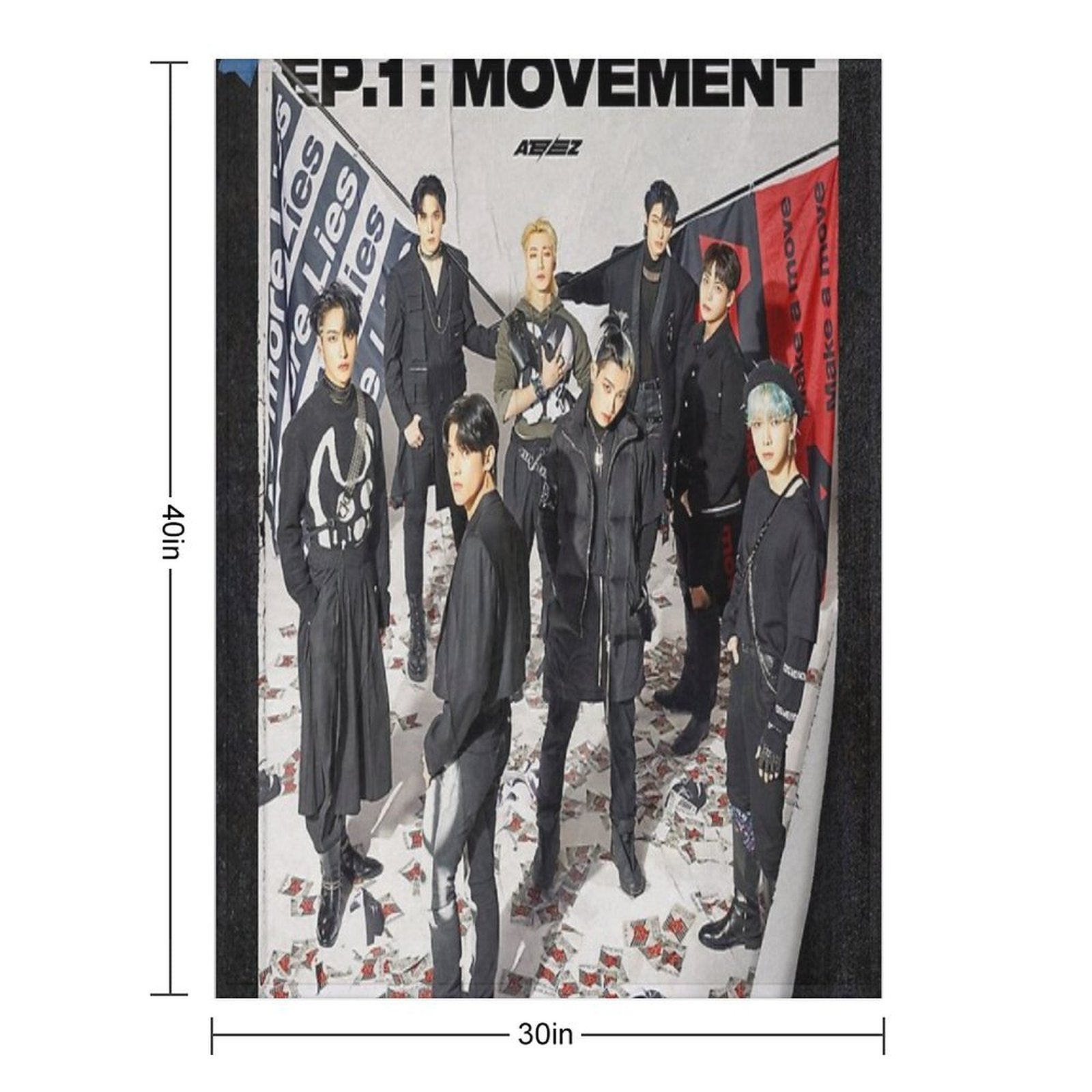 ATEEZ THE WORLD EP.1  MOVEMENT GUERRILLA Velvety-soft Throw Blanket