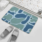 Boho Blue Blob – Minimalist Abstract Fluid Art  Fade-Resistant Bath Mat