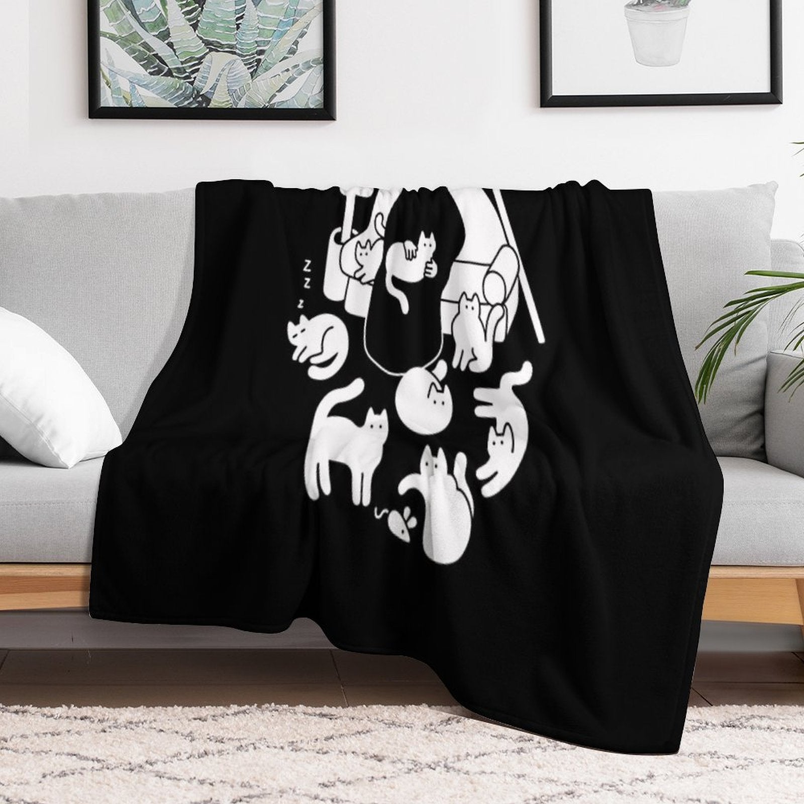 Death And His Cats Anti-pilling Throw Blanket