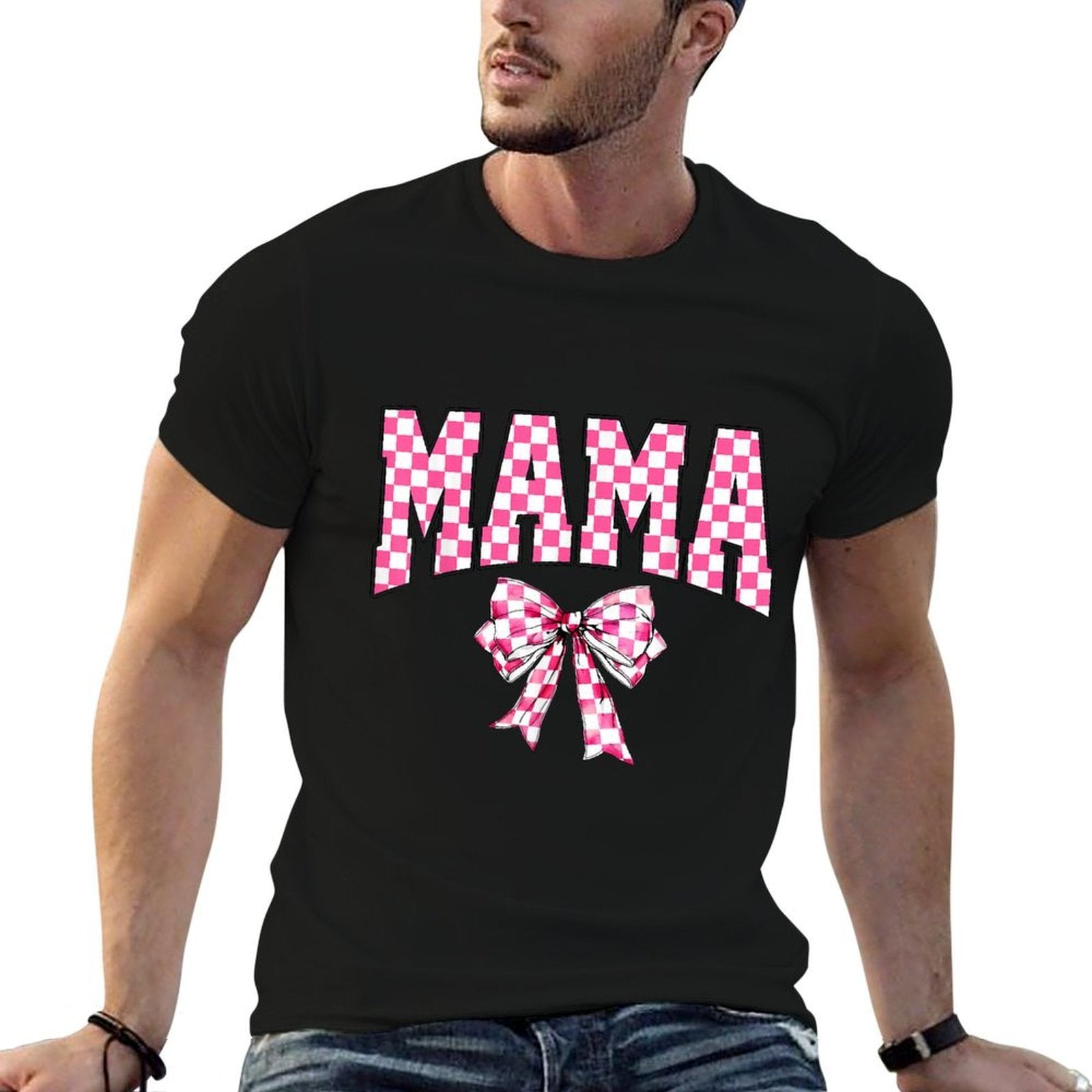 Mama Coquette Bow Mothers Day Checkered  Moisture-wicking T-Shirt