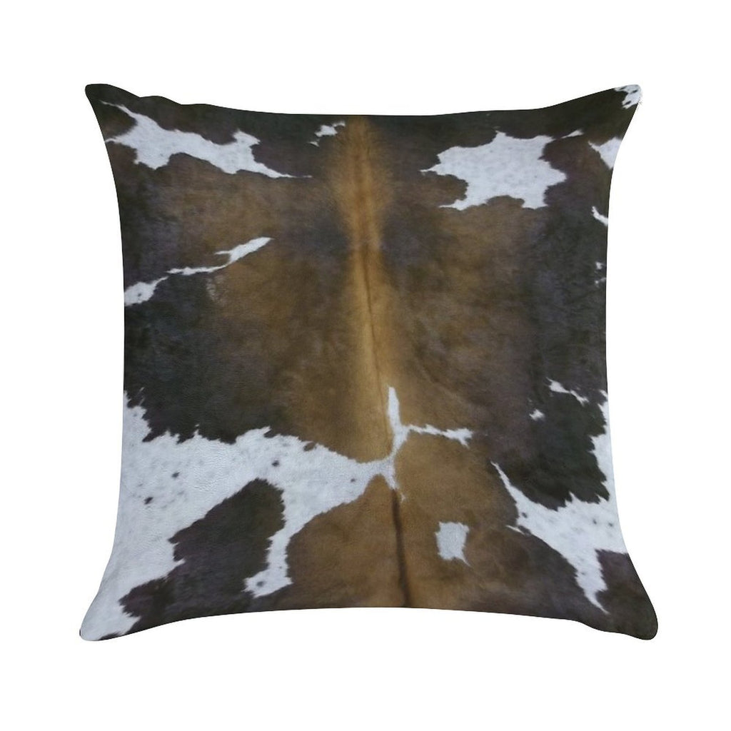 Brown Cowhide Soft Short Plush Fabric Throw Pillow
