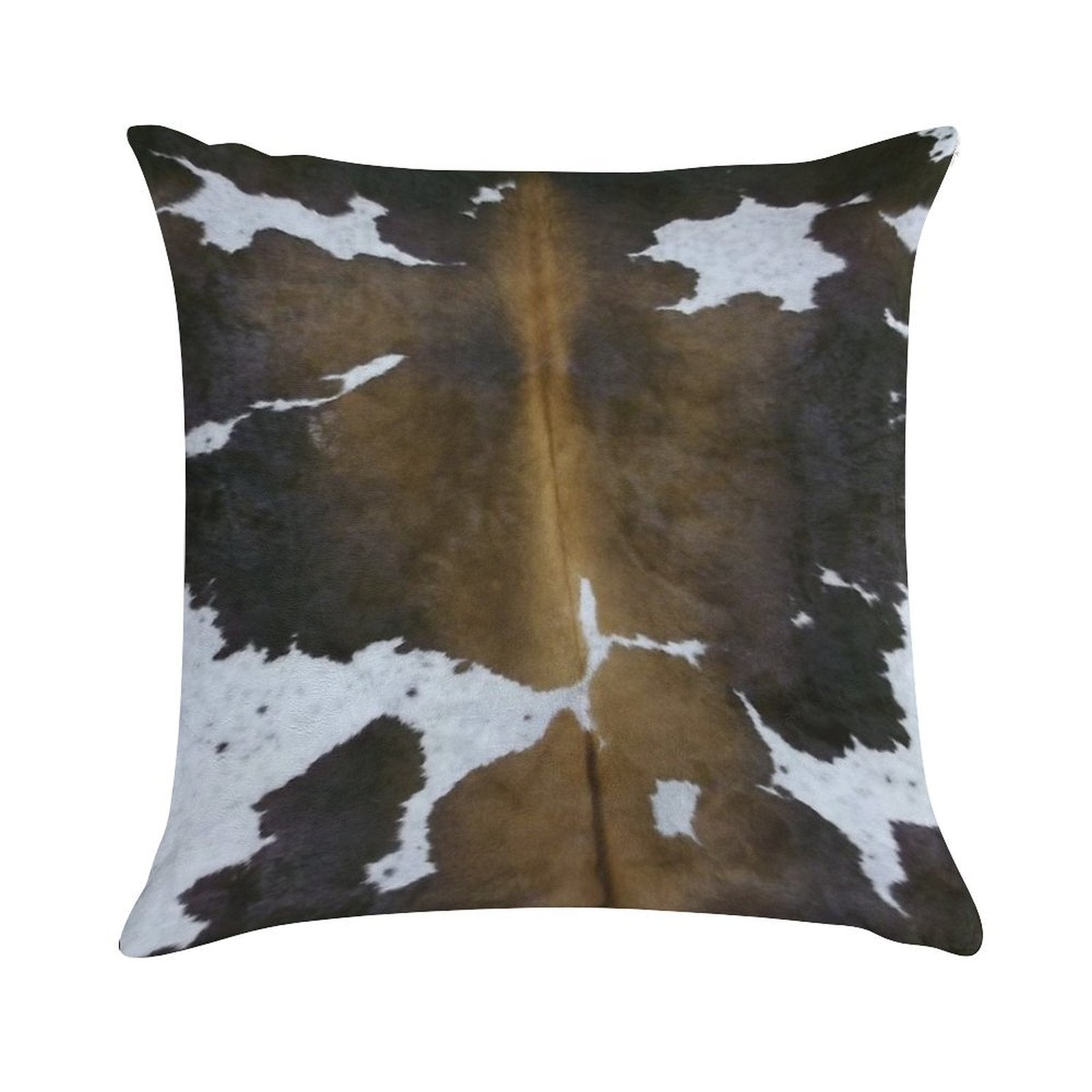 Brown Cowhide Soft Short Plush Fabric Throw Pillow