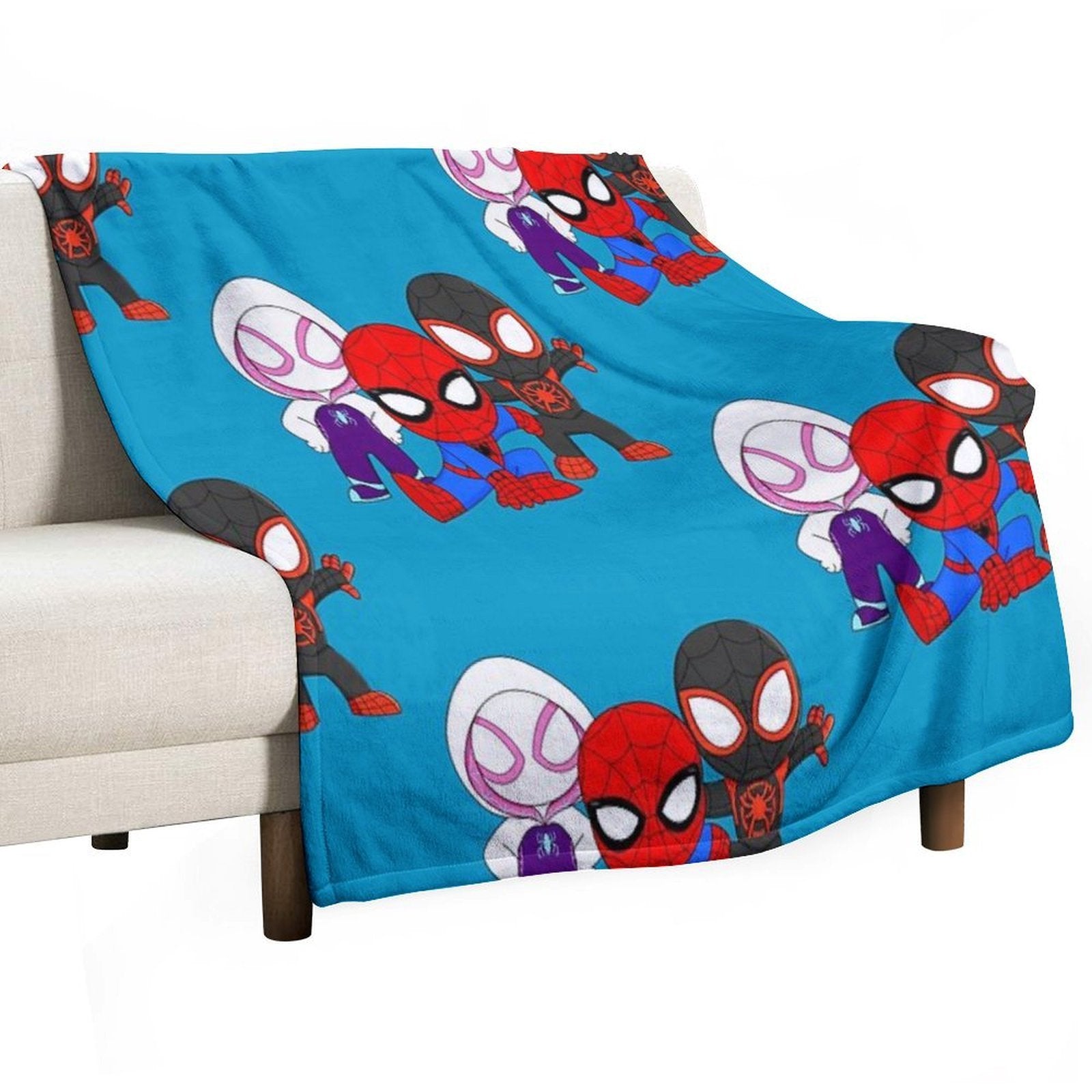 Cute Spiders Friends, Spider Ghost Girl, Cute Baby Spidey Black, Amazing Friends, Cartoon Ghost Easy Care Throw Blanket
