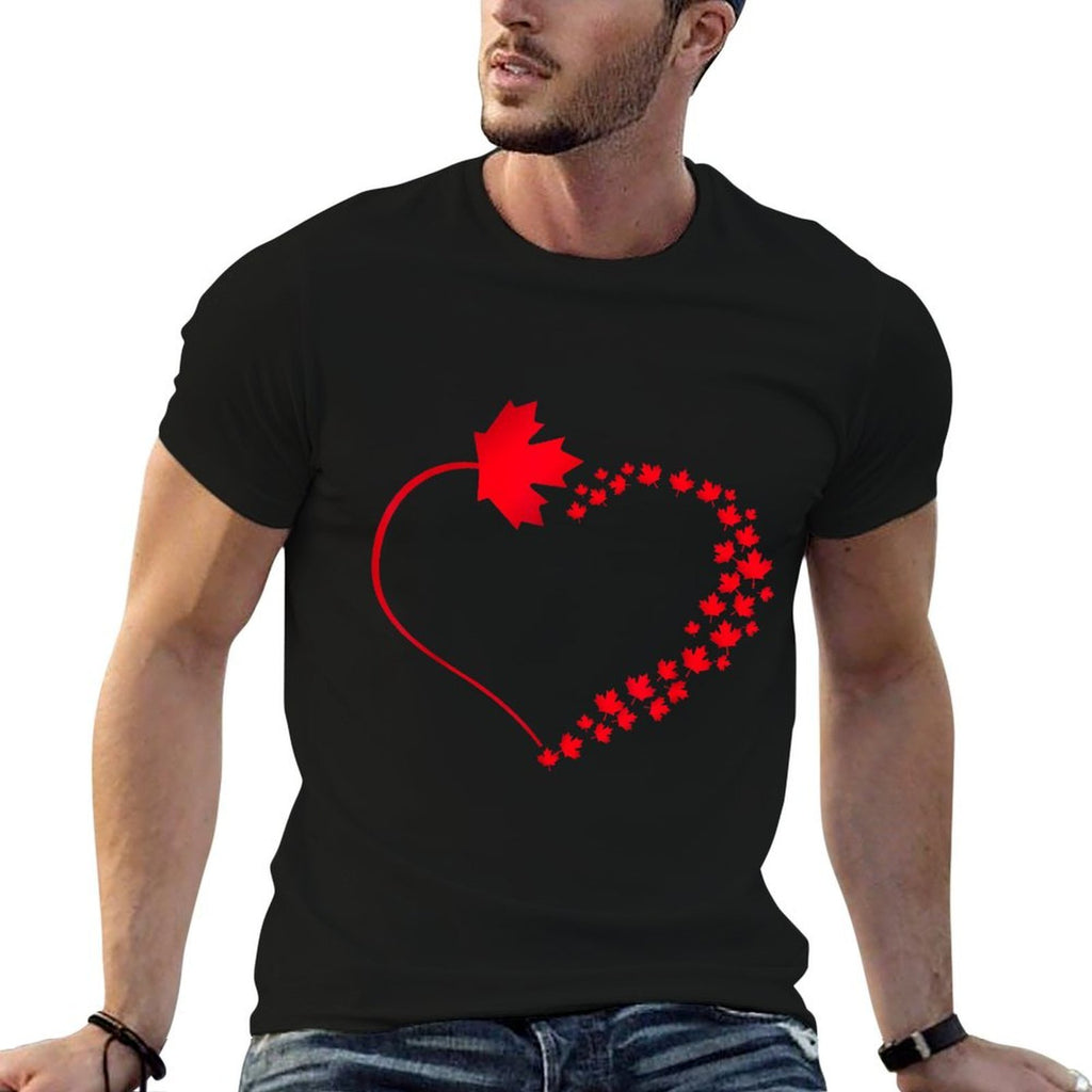 Maple Leaf Heart Canada Pride Vacation Travel Canadian Gift  Affordable Price T-Shirt