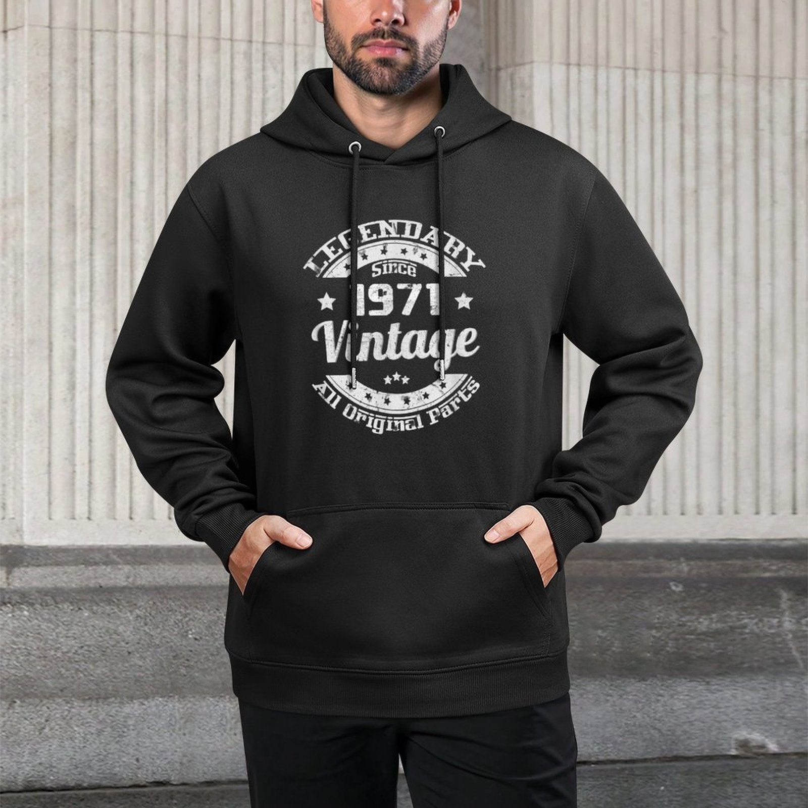 50th Birthday, Legendary Since 1971 Vintage Cotton-Polyester Blend Hoodie