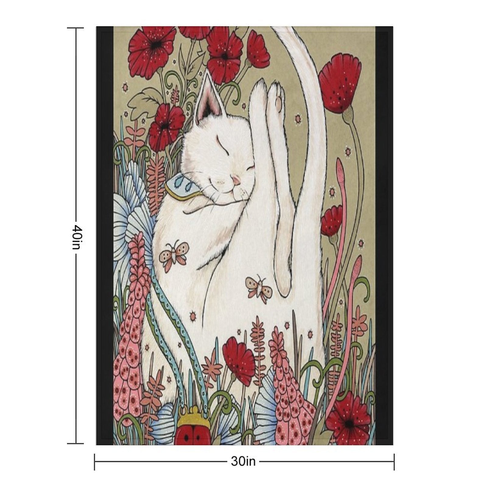 Poppies And Ladybug Machine-washable Throw Blanket