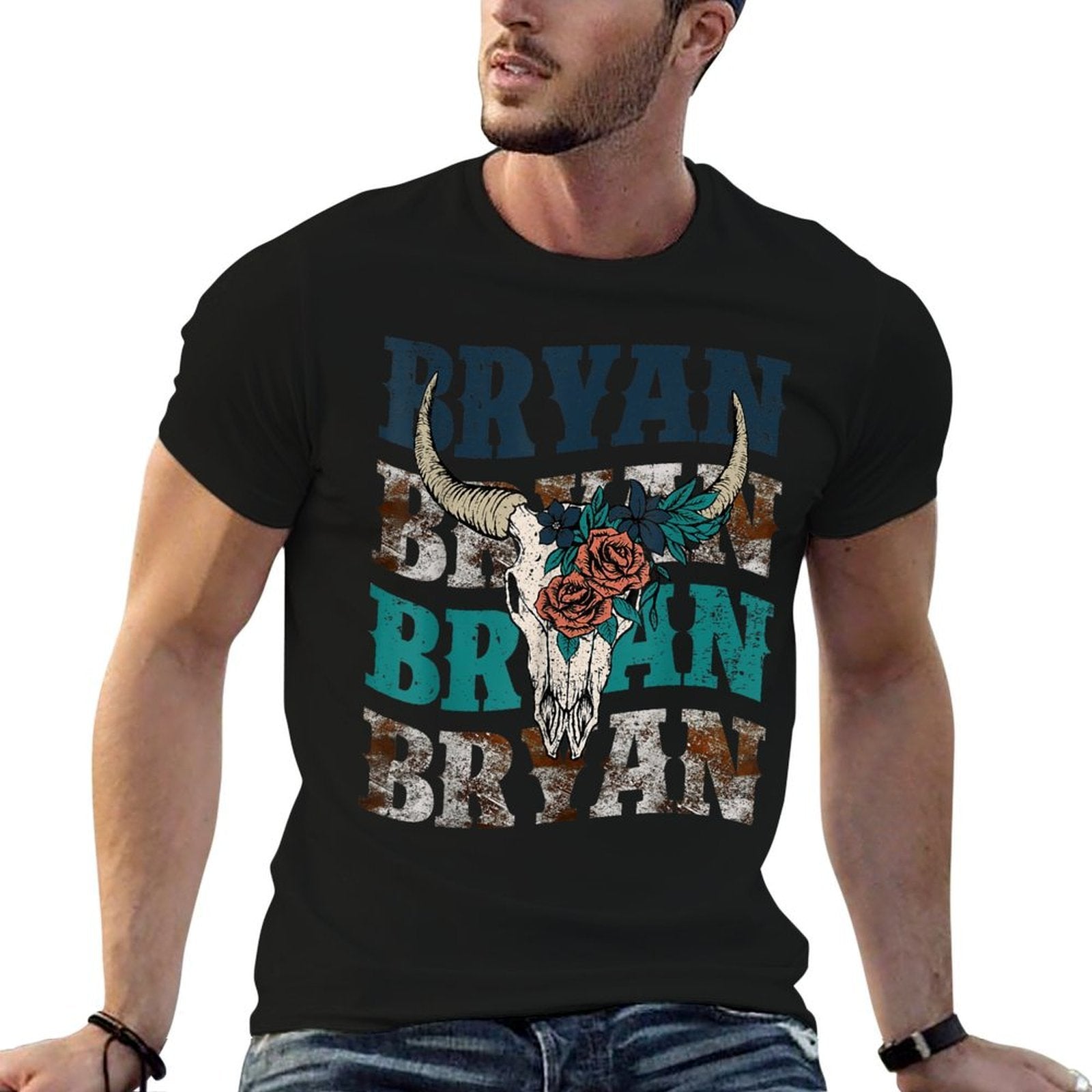 Vintage Bryan Bull-Skull Western Deserts Bryan  Easy-care T-Shirt