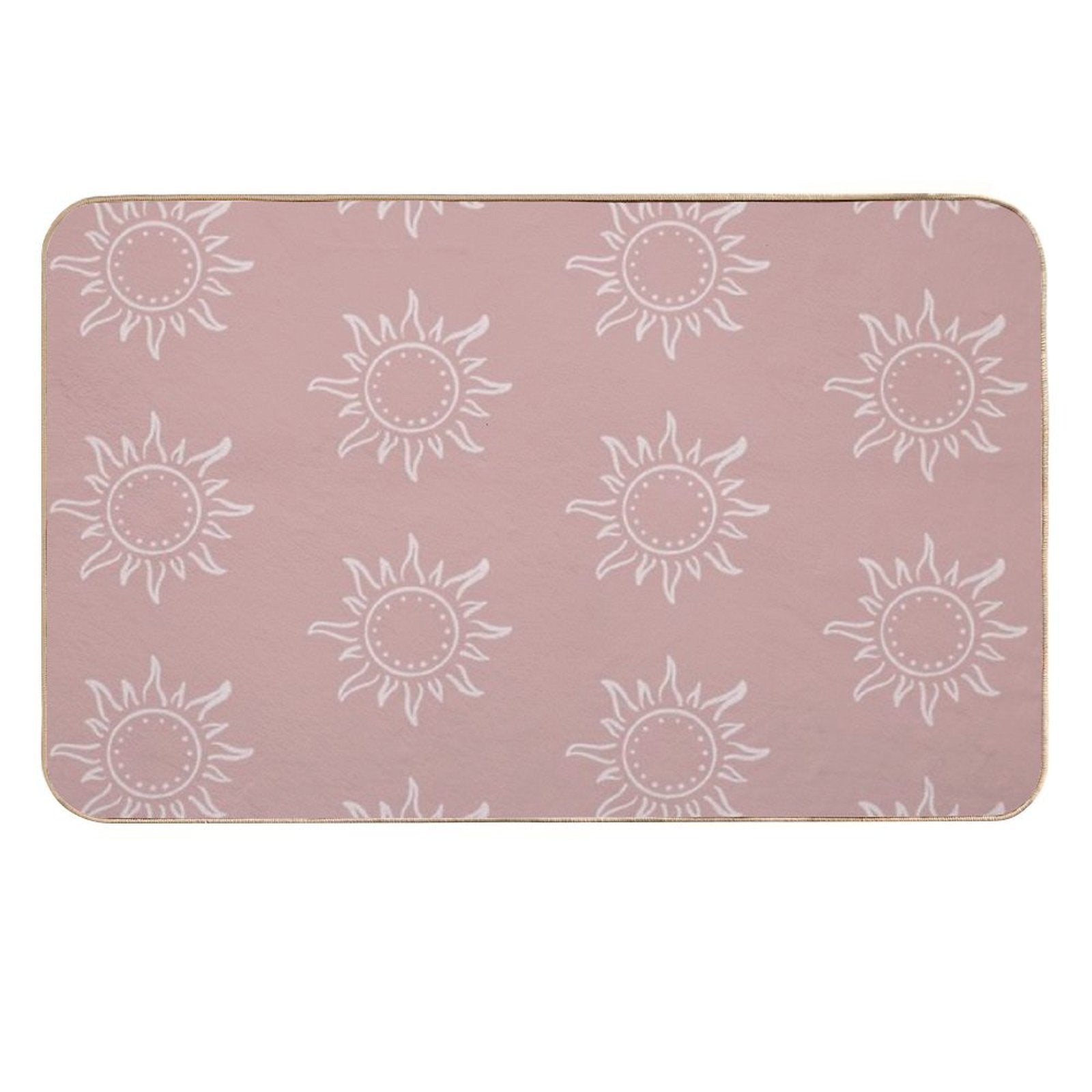 Cute Boho Sun Pattern Bohemian Aesthetic In Muted Colors Pink  Eco-Friendly Bath Mat