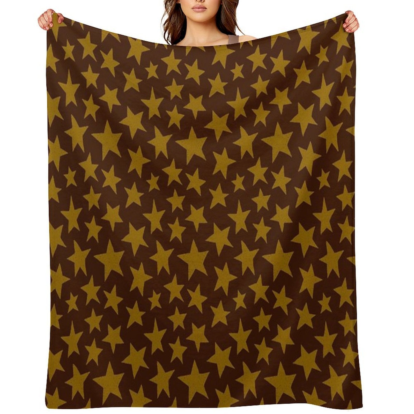 Bold Doodle Stars  Brown Machine-washable Throw Blanket