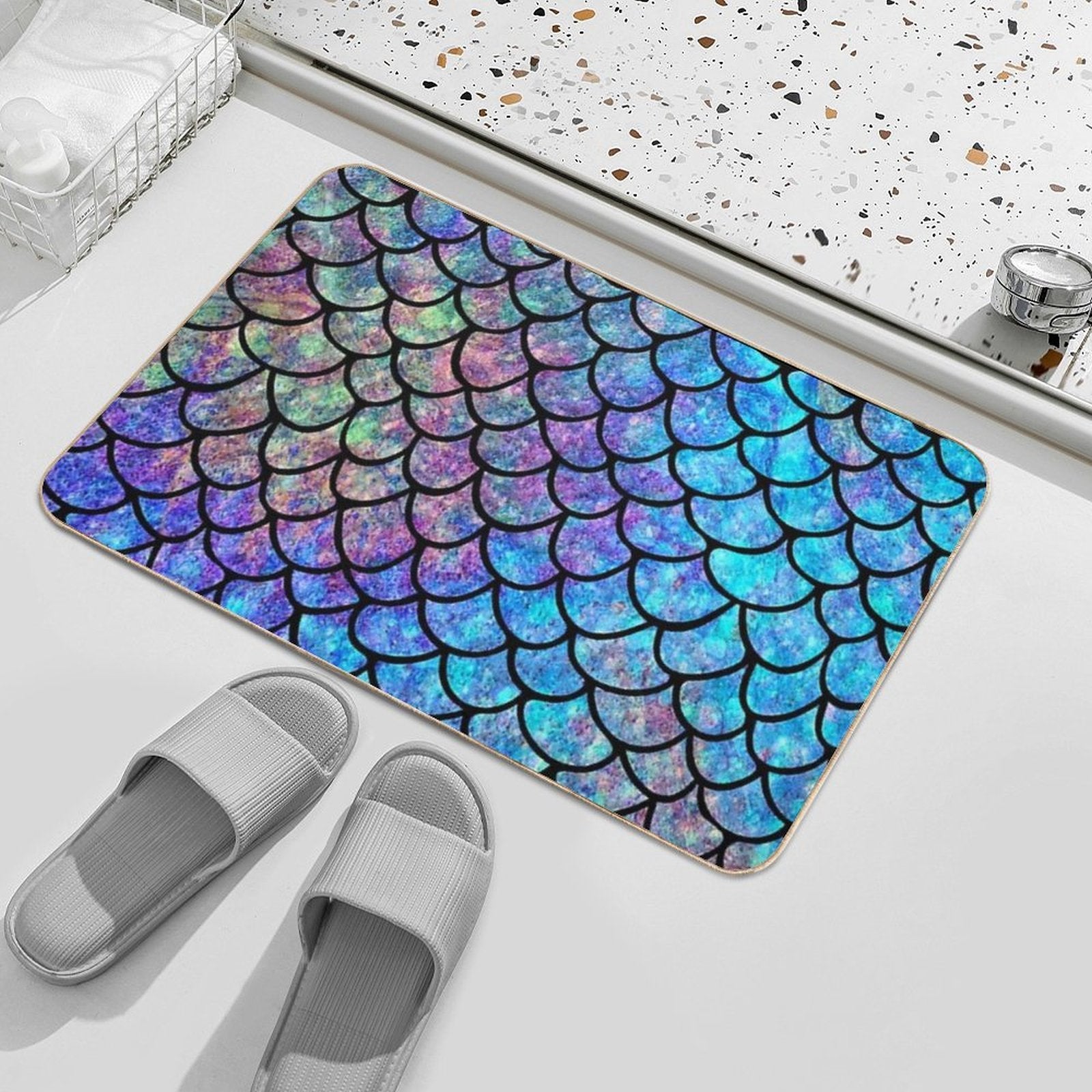 Colorful Mermaid Scales  Pet-Safe Bath Mat